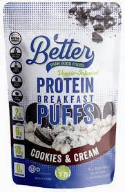 Better Than Good Foods Veggie-Infused Protein Breakfast Puffs "Cookies & Cream"